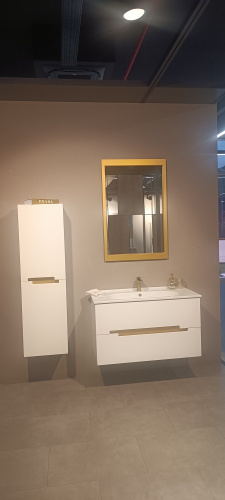 Шкаф-пенал Orka Lodi 3007784 40х32х138 подвесной цвет белый/золото - фото 5