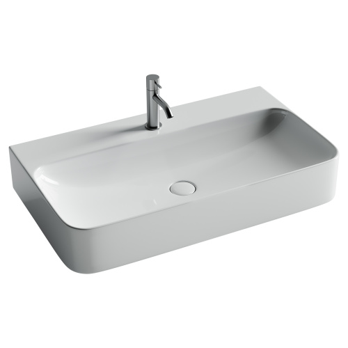 Раковина из сантехнического фарфора Ceramica Nova AURA CN2006 80х47 подвесная цвет белый 1 отверстие под смеситель - фото 3