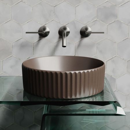 Раковина из сантехнического фарфора Ceramica Nova ELEMENT CN6057MDB 40х40 накладная цвет коричневый без отверстий под смеситель