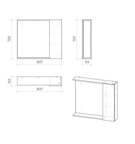 Зеркало-шкаф Grossman Юнит 208011 80х17х70 подвесной цвет кадена вуд - фото 5