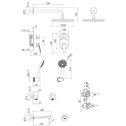 Душевая система LeMark Linara LM0422C встраиваемая в стену - фото 2