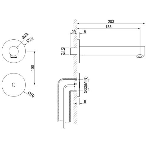 Смеситель для раковины Timo Saona 2373/17SM встраиваемый в стену золото матовое - фото 2