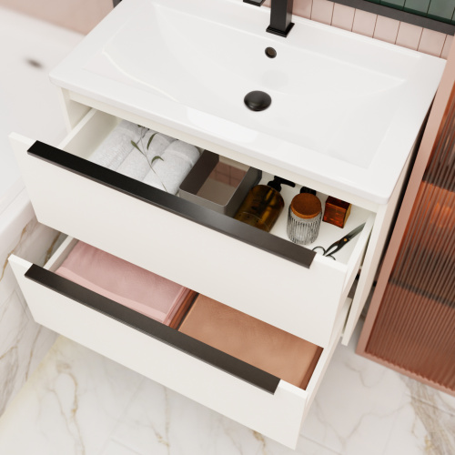 Тумба с раковиной La Fenice TESORO NFNC-01-TES-PB-100-2-3-100 101х63х47 подвесная цвет белый - фото 4