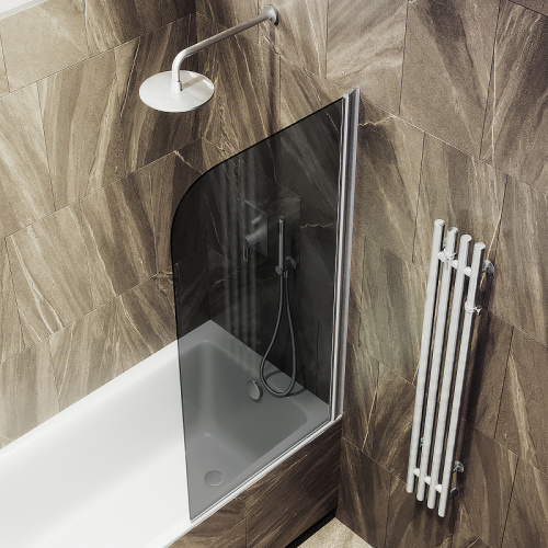 Душевая шторка на ванну Maybah Glass MGV-623-5 80х140 стекло тонированное профиль хром матовый ориентация универсальная - фото 4