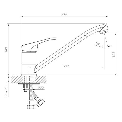Смеситель для кухни DECOROOM DR21 DR21018 на мойку хром - фото 2