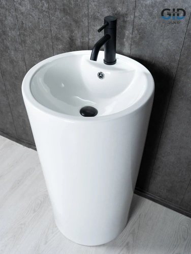 Раковина керамическая Gid Autonomo 81102 46х46 напольная цвет белый 1 отверстие под смеситель - фото 5