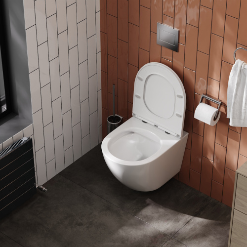 Унитаз подвесной Teymi Lina T40102 белый с сиденьем микролифт безободковый каскадный смыв - фото 5