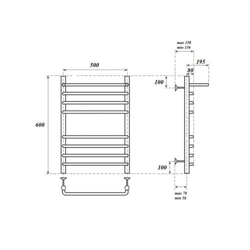 Полотенцесушитель Point Нептун PN09156SP водяной хром - фото 2