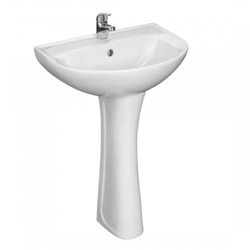 Раковина из сантехнического фарфора Santeri Виктория 131116S0011B0 56х45 подвесная цвет белый 1 отверстие под смеситель - фото 3