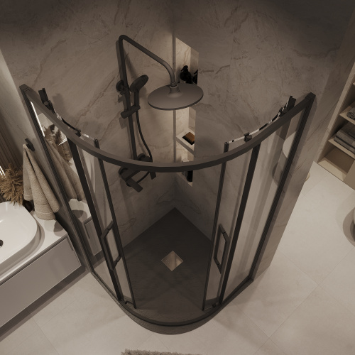 Душевой уголок Grossman Cosmo 301.K33.02.9090.21.00 90х90 стекло прозрачное профиль черный матовый без поддона - фото 4