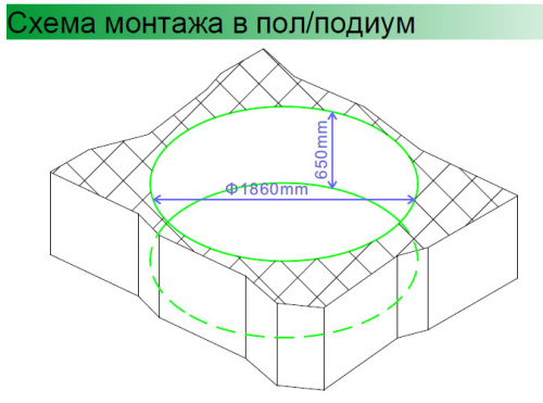 Ванна акриловая гидромассажная Gemy G9090 O 190х190 встраиваемая круглая с каркасом - фото 4