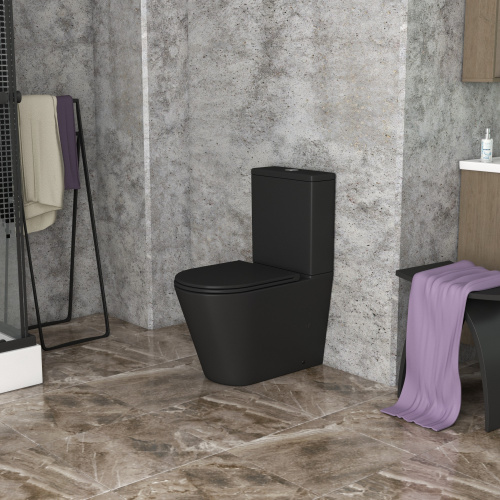 Унитаз напольный с бачком Grossman Санфаянс GR-4449BMS черный матовый с сиденьем безободковый каскадный смыв - фото 5