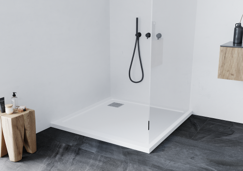 Душевой поддон Taliente PTA-ST-90Wstone 90х90 литьевой мрамор белый матовый без каркаса - фото 2