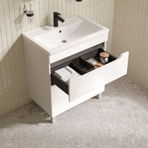 Тумба с раковиной IDDIS Ray RAY70WFi95K 71х47х84 напольная цвет белый - фото 4