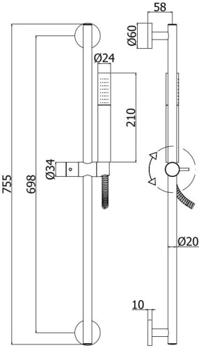 Душевой гарнитур Paffoni Life ZSAL135NO настенный черный - фото 5