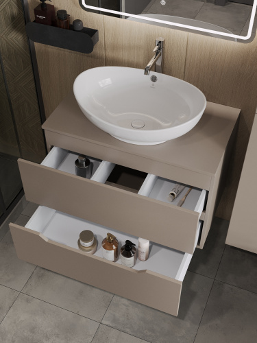 Тумба с раковиной Orange Line Li-80TuLMDF+B08-585W 81х46х73 цвет бежевый - фото 4