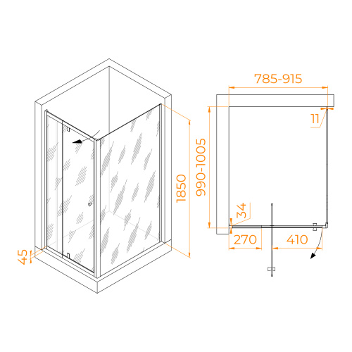 Душевой уголок RGW Passage 41084480-014 80х100 стекло прозрачное профиль черный без поддона - фото 2
