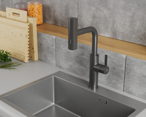 Смеситель для кухни  Tinos TI3732-18Grey на раковину/столешницу графит - фото 4