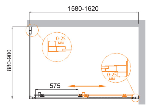 Душевой уголок Cezares MOLVENO MOLVENO-AH-11-160/90-C-Cr-IV 160х90 стекло прозрачное профиль хром глянцевый без поддона - фото 5