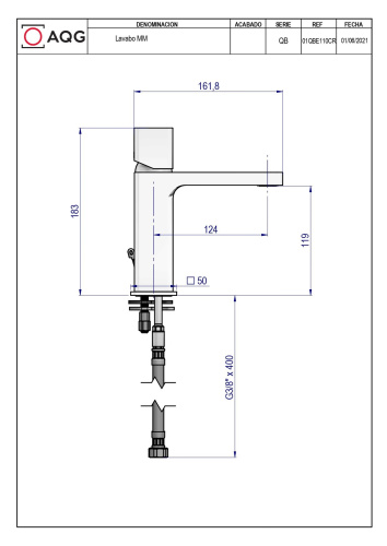 Смеситель AQG QB 01QBE110CR на раковину хром - фото 2