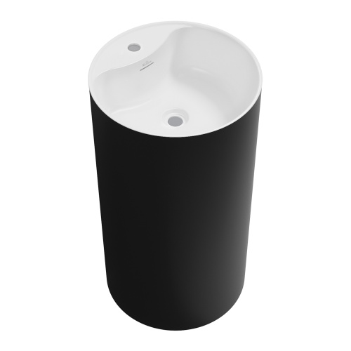 Раковина акриловая Wellsee Chalice Perfection 230616000 45х45 напольная цвет черный/белый 1 отверстие под смеситель - фото 2