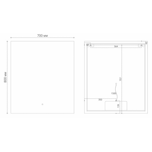 Зеркало в ванную Grossman PRAGMA-норма 187080 70х80 цвет белый - фото 3