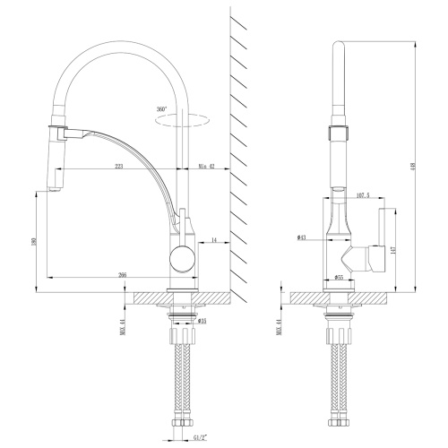 Смеситель для кухни LeMark Soul LM6007BL на мойку черный - фото 3
