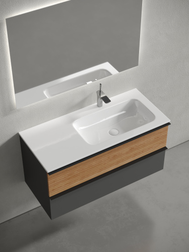 Тумба под раковину Sancos DELTA DL100RGR 100х45х50 подвесная цвет дуб красный/графит - фото 4