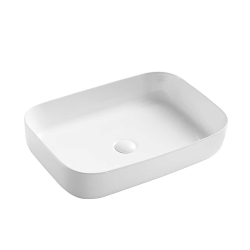 Раковина из сантехнического фарфора Vincea VBS-304 60х42 накладная цвет белый без отверстий под смеситель