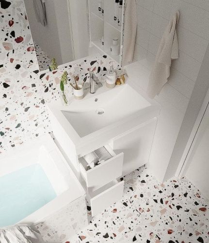 Тумба под раковину 1MarKa Cube У79532 70х50 цвет белый - фото 5