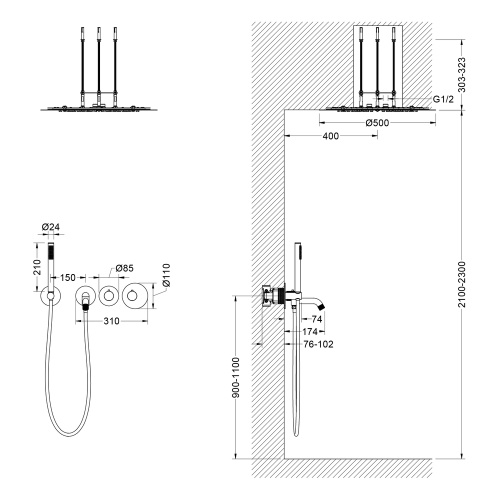 Душевая система Timo Saona SX-2349/18SM встраиваемая в стену - фото 2