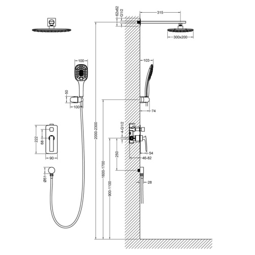 Душевая система Timo Saona SX-2370/00SM встраиваемая в стену - фото 2
