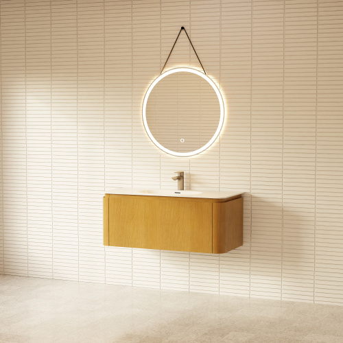 Тумба с раковиной+зеркало Art Decco Coco (Коко) ACC10W14S1M0 100x45x40 подвесная цвет белый дуб - фото 2