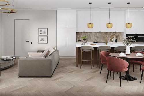 Кварцвиниловая плитка Damy Floor CHEVRON LVT DF02-Ch-LVT Пале-Рояль толщина 0.25 см 43 класс 600х127 - фото 5