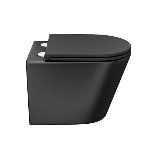 Унитаз подвесной IDDIS Calipso CALR3BMi25 черный с сиденьем микролифт безободковый каскадный смыв - фото 2