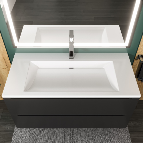 Раковина из литьевого мрамора Uperwood Infinity 45383433000 100х45 полувстраиваемая цвет белый - фото 5