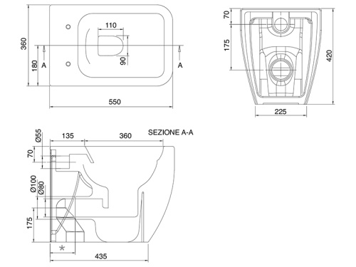 Чаша унитаза приставная Scarabeo Teorema 2.0 5138/CL цвет белый без сиденья безободковая - фото 3