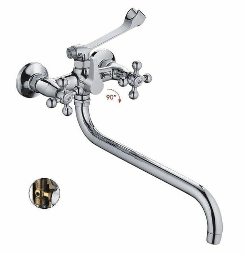 Cмеситель для ванны и душа Haiba HB2619-3 настенный хром - фото 2