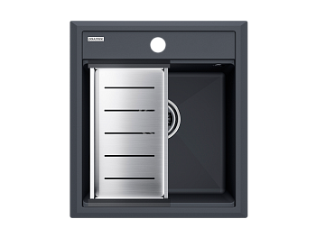 Кухонная мойка + коландер Paulmark PM114651-AN+A375-BS 46х51 цвет антрацит