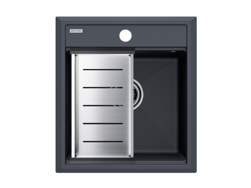 Кухонная мойка + коландер Paulmark PM114651-AN+A375-BS 46х51 цвет антрацит