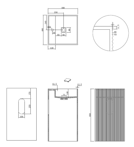 Раковина из искусственного камня Boheme Cube 802-R-MW 48х48 напольная цвет белый - фото 2