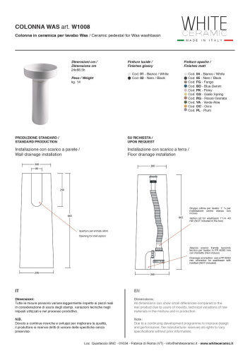 Раковина White Ceramic Was W100805 напольная цвет черный матовый - фото 2