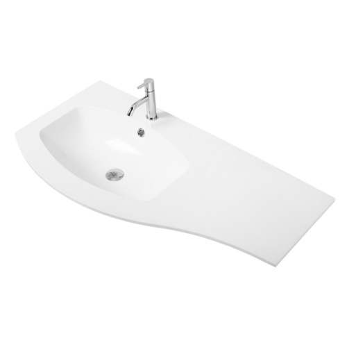 Раковина из искусственного камня Cezares 50153 104х52 подвесная цвет белый матовый 1 отверстие под смеситель - фото 2