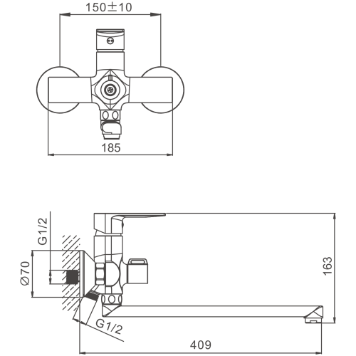 Смеситель для ванны и душа BELZ B22679 настенный хром - фото 2