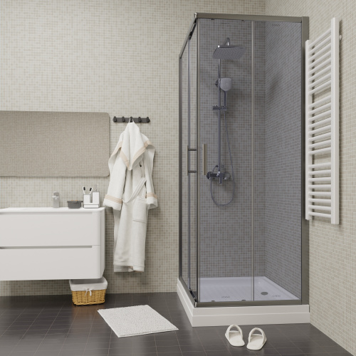 Душевой уголок Parly QZ71S N 100х70 стекло тонированное профиль хром глянцевый с поддоном - фото 5