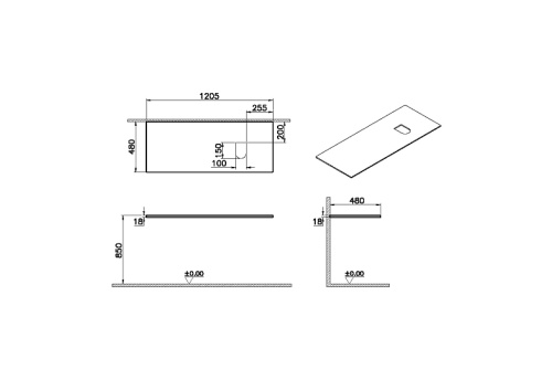 Столешница Vitra Origin 65928 121х48 накладная цвет темный вяз - фото 3