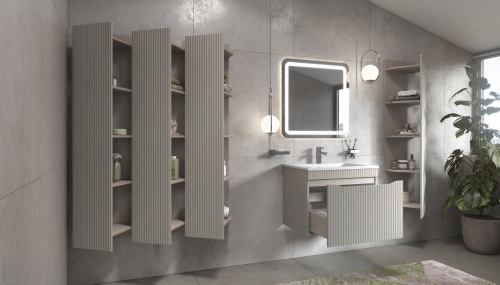 Пенал Velvex Alba 39х33х151 287 тирамису подвесной цвет глиняный серый - фото 5