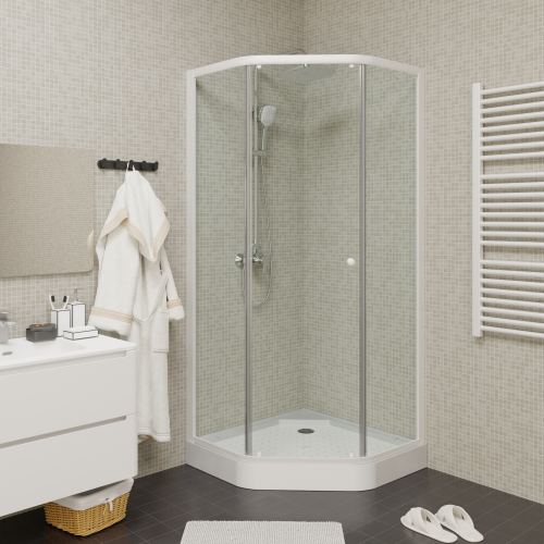 Душевой уголок Parly ZEP91 90х90 стекло прозрачное профиль белый с поддоном - фото 5