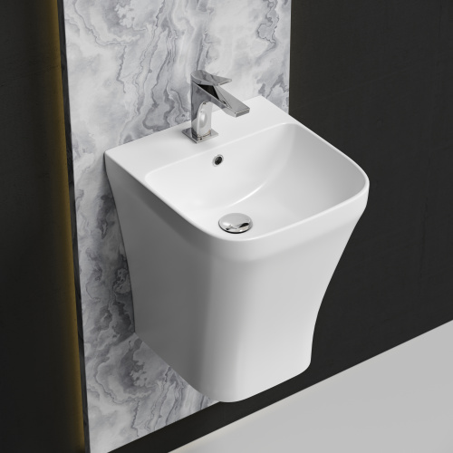 Раковина из сантехнического фарфора Ceramica Nova DION CN6067 37х40 подвесная цвет белый 1 отверстие под смеситель - фото 4