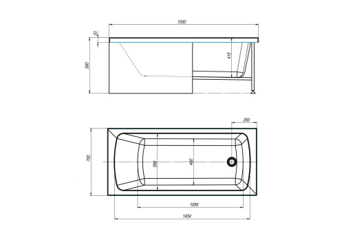 Ванна акриловая Royal Bath Vienna RB953502 155х70 пристенная прямоугольная - фото 4